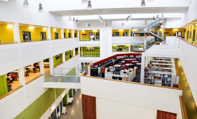 Image of inside Forge Valley School over looking corridors and Library